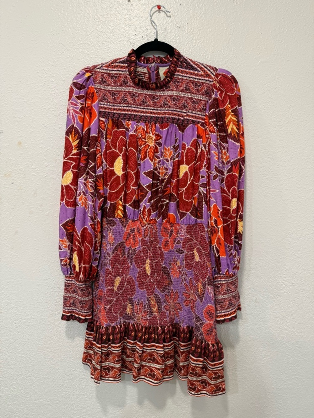 Farm Rio Sweet Floral Long Sleeve Minidress in t Sweet Floral Lilac medium - Picture 4 of 13